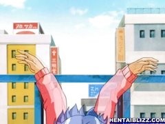 Zeichentrickporno Hentai - Eine feuchte Muschi wird hart auf dem Dach gevögelt